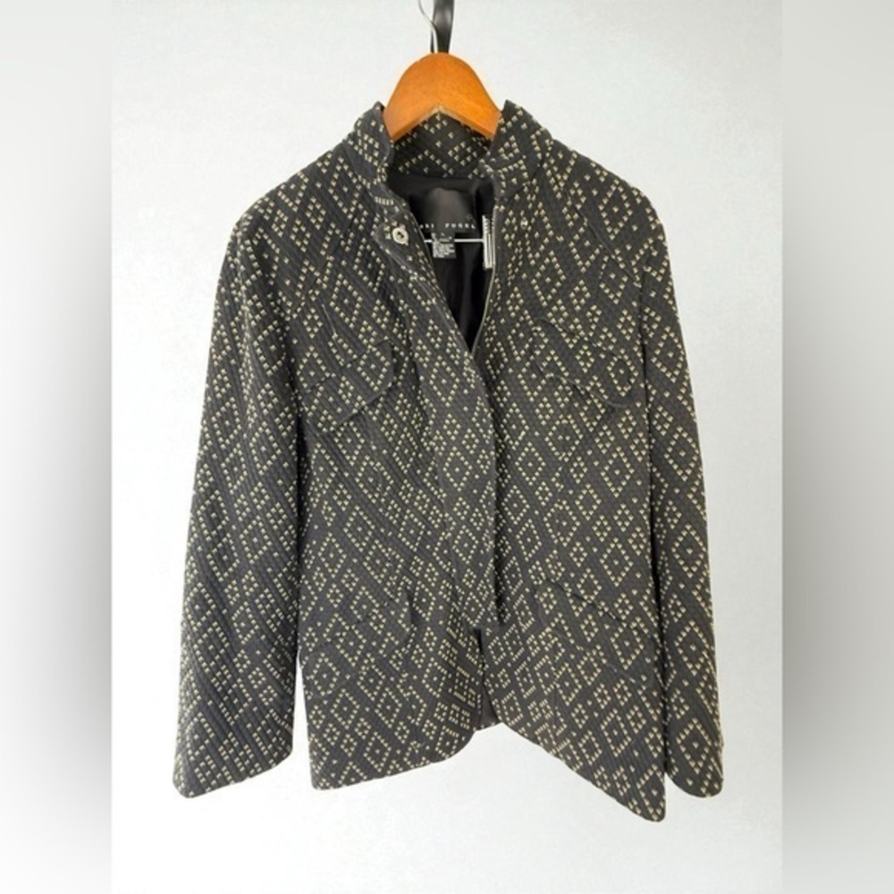 Yansi Fugel Black Gold Geometric Quilted Jacket Women’s Size L